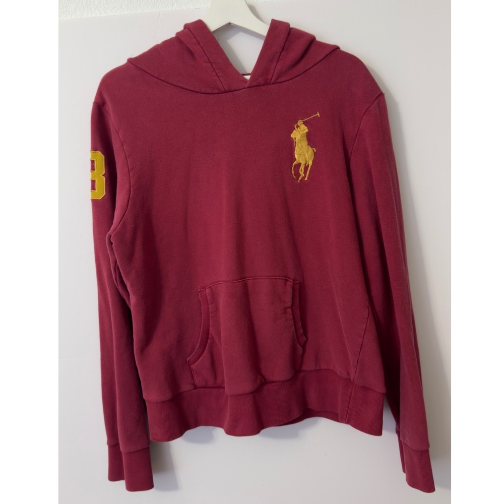 Polo Ralph Lauren Big Pony Hoodie Mens XL Burgundy Preppy Streetwear Athleisure